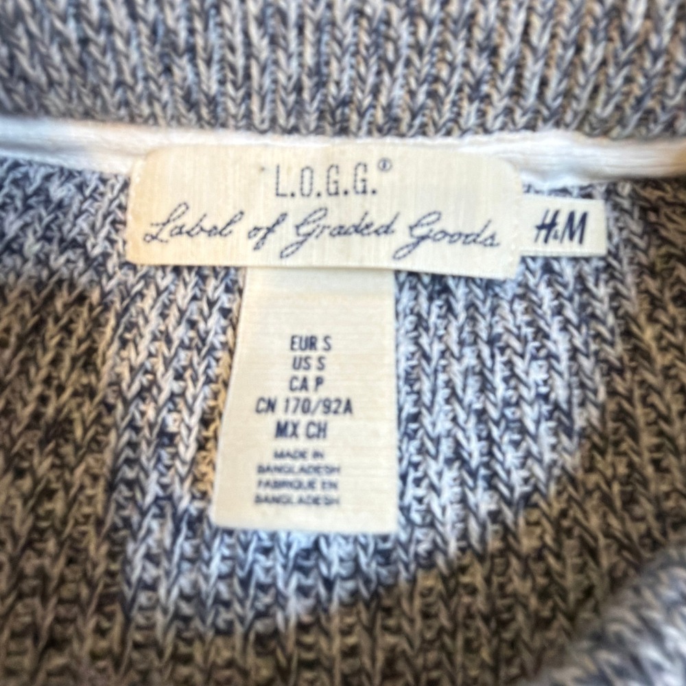 H&M L.O.G.G Blue‎ Gray Cotton Normcore Knit Sweater Women's Small Crewneck - Picture 4 of 8